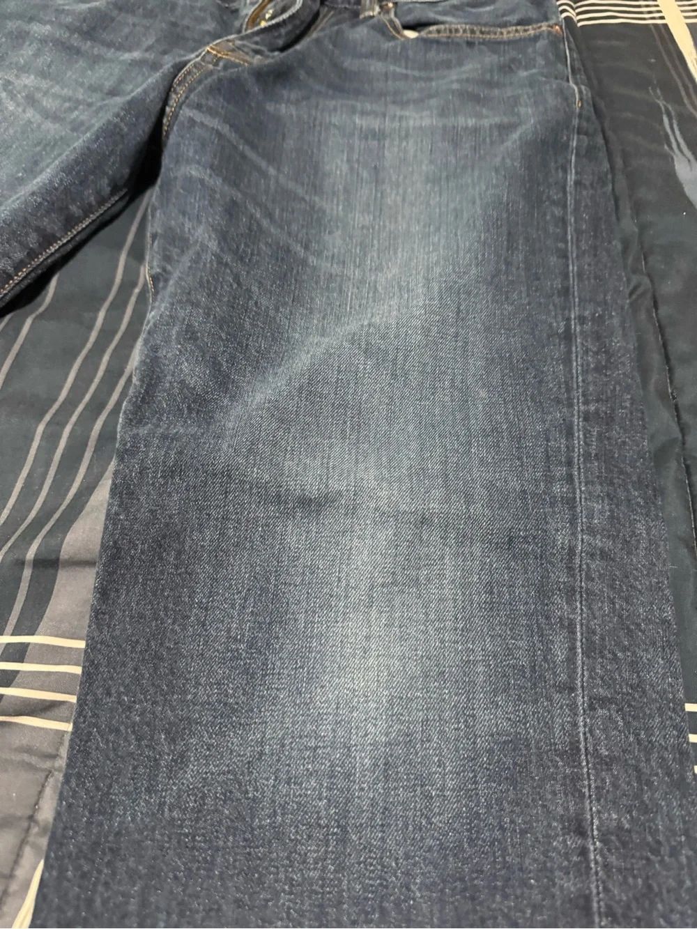 Lucky Brand Men’s Blue Denim Jeans with Brown Leather Patch